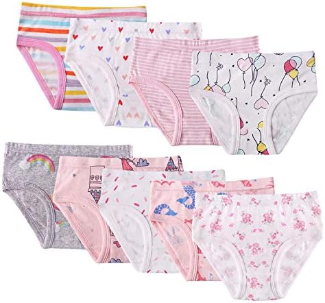 Little Girls' Soft Cotton Underwear Breathable Comfort Panties Brief 6/9 Pack