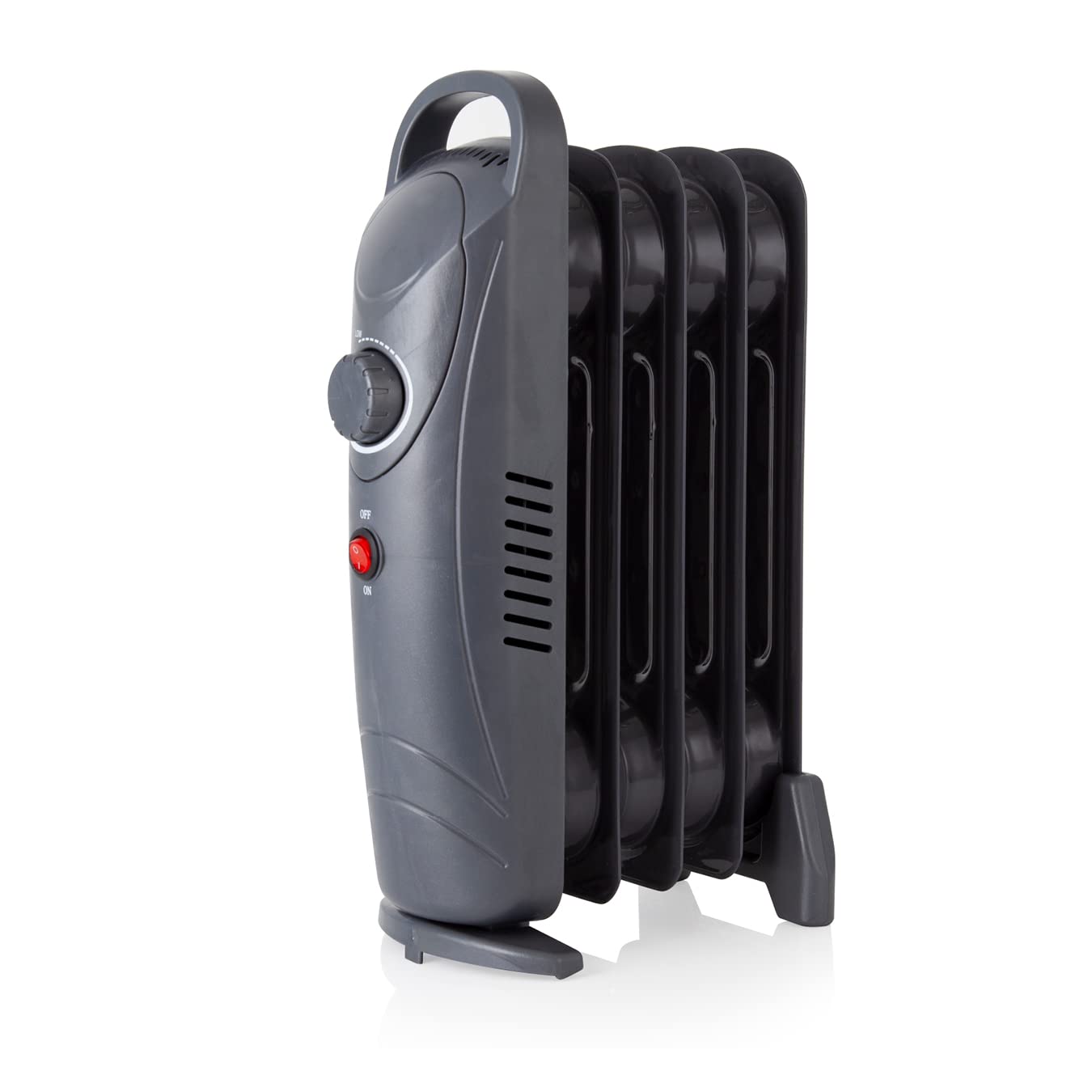 Warmlite 650W 5 Fin Oil Filled Radiator with Adjustable Thermostat and Overheat Protection, Dark Titanium, WL43002YDT