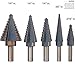 Titanium HSS 50 Sizes Step Drill Bits Set with 2 Shanks, SAE, 5-Piece with Aluminum Protective Case