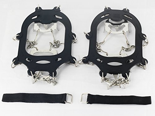 YUEDGE Ice & Snow Cleats Crampon Universal 18 Teeth (2017 Updated Version) Stainless Steel Ice Grippers Traction Cleats for Winter Walking Hiking - Thumbnail 3