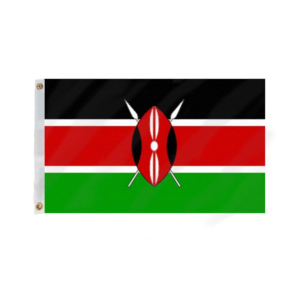 Flagmax Kenyan Flag 5ft x 3ft (150cm x 90cm) - Durable Kenya Flag with Eyelets - High-Quality Flag of Kenya for Indoor and Outdoor Use - Perfect for Homes, Offices, and Events