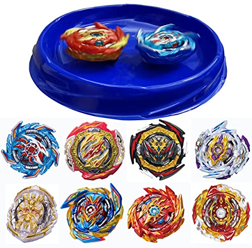 Bey Burst Gyro Toy Set with Arena Great Birthday Gift for Boys Children Kids 6 8 + Metal Fusion Attack Top Grip Blade Set with Battling Game Storage Box 8 Top Burst Gyros 3 two-way launcher 2 Handles