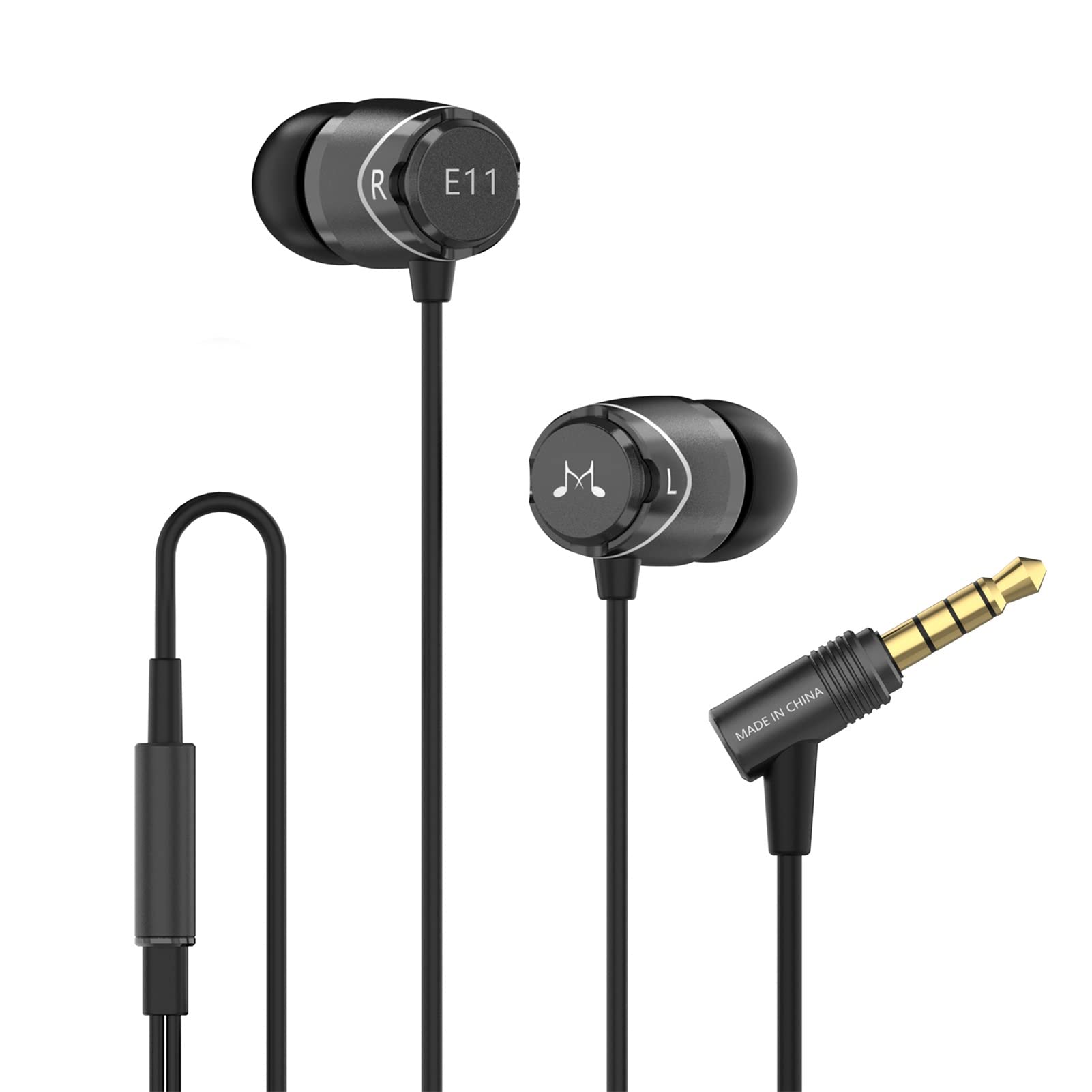 Photo 1 of SoundMAGIC E11 Wired Earbuds No Microphone HiFi Stereo Earphones Noise Isolating in Ear Headphones Powerful Bass Tangle Free Cord Black
