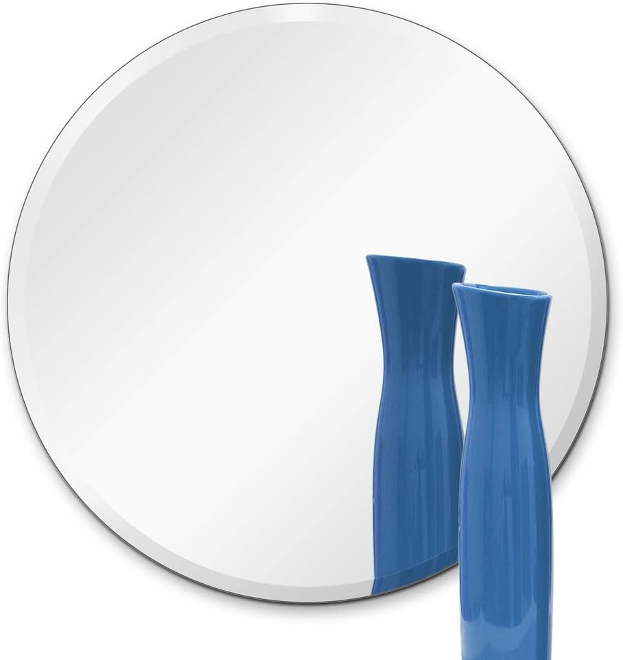 Dulles Glass 36" Round Mirror for Wall, Frameless Circle for Bathroom, Bedroom, Farmhouse, Entryway or Wedding