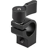 CAMVATE 15mm Single Rod Clamp with Two 1/4"-20 Screw Hole for Camera DSLR Rail System(Black) - 1440