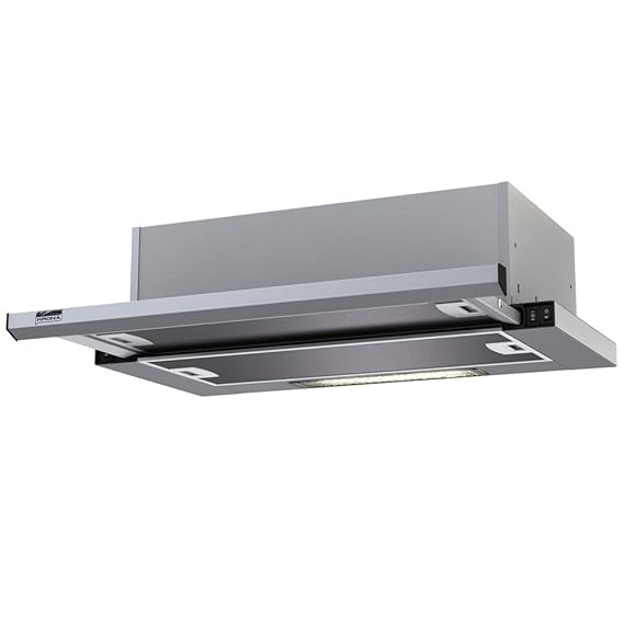 Krona Steel/KAMILLA Slim 600 inox/inox / Flach-schirm Dunstabzugshaube // weiß/sehr Düne Paneel/Halogen / 550 m³/h / 2 Motor x 100 Watt/Abluft / Umluft