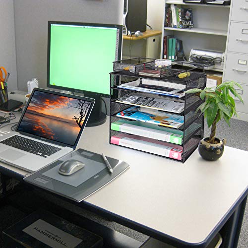 Samstar Paper Organizer Tray,Letter Trays Desk File Organizer with 3 Compartments,Black - Thumbnail 6