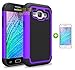 SaveUpMore Hybrid Dual Layer Rubber Bumper Protective Case for Samsung Galaxy J1 Bundle with Screen Protector -Purple
