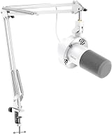 FIFINE K688CTW White Podcast Microphone Kit with Boom Arm XLR/USB