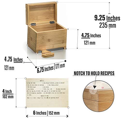 Prosumer's Choice Bamboo Recipe Box w/Fold Out Tablet and Smartphone Stand for 4x6 inch Cards