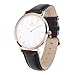 Aurora Women’s Classic Steel Quartz Watch With Black Band (Rose Gold)