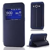 Arbalest® Samsung Galaxy Core 2 Leather Case, [Window View] Brushed Texture PU Leather Flip Folio Cover Case for Samsung Galaxy Core II 2 Duos G355 4.5