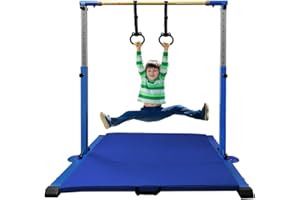 JC-ATHLETICS Gymnastic Kip Bar,Kids Girls Junior Ages 3-15,3' to 5' Adjustable Height,Home Gym Equipment,Home Training,1-4 Levels,260lbs Weight Capacity