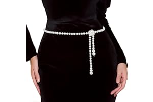 Wriidy Pearl Belt White Women Wasit Chain Adjustable Plus Size Belts Body Accessories for Dress