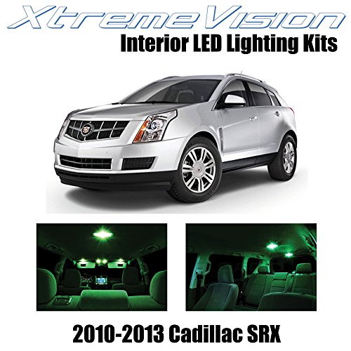 XtremeVision Cadillac SRX 2010-2013 (15 Pieces) Green Premium Interior LED Kit Package + Installation Tool