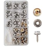 DianMan 120 Pcs Screw Snaps, (Marine Grade, 3/8" Socket, 5/8" Screw, 40 Sets) Heavy Duty Metal Screw Snaps Button for Boat Canvas Covers