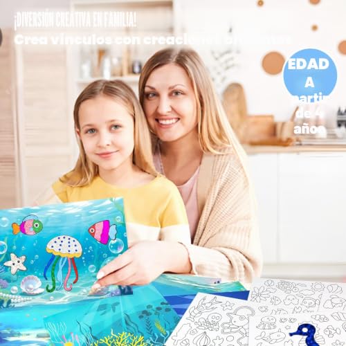 AJAZPER Foil Crafts Kids, Craft Kit Kids, DIY Creative Art Activity for Kids, Travel Set, Gifts for Boys Girl 4+ Years Christmas Birthday (Blue)