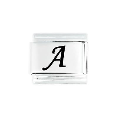 AKKI Charms Italian Gelaserte Alle Buchstabe Alphabet für Armband Classic,Silber Schmuck Italy Edelstahl Links Glider Kult mo