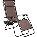 Best Choice Products Folding Zero Gravity Outdoor Recliner Patio Lounge Chair w/Adjustable Canopy Shade, Headrest, Side Accessory Tray, Textilene Mesh - Brown