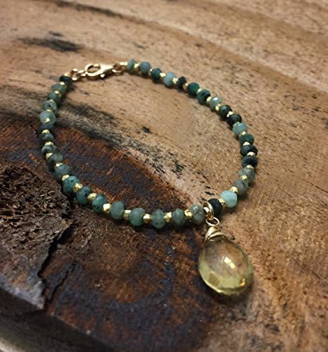 Emerald Bracelet Thin Beaded Bracelet May Birthstone Raw Genuine Emeralds Gift Idea Mother Daughter Jewelry May Anniversary