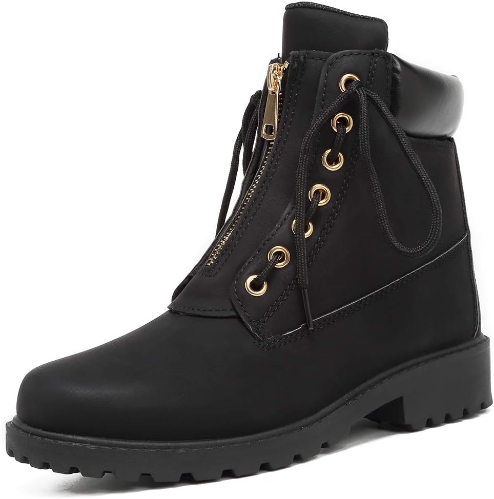 MORNISN Winter Snow Boots for Women Waterproof Shoes Round Toe Low Heel Hiking Booties Outdoor Lace Up Work Combat Boots