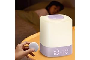 Lyridz Nursery Night Light for Kids, Portable Breastfeeding Night Lamp for Baby with Digital LED Clock, Remote Control, Rechargeable, Dimmable, 3 Colors