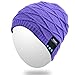 Qshell Men Women Bluetooth Audio Music Beanie Hat Cap with Stereo Speaker Headphones Microphone Hands Free and Rechargeable Battery for Cell Phones, iPhone, iPad, Tablets, Android Smartphones - Purple
