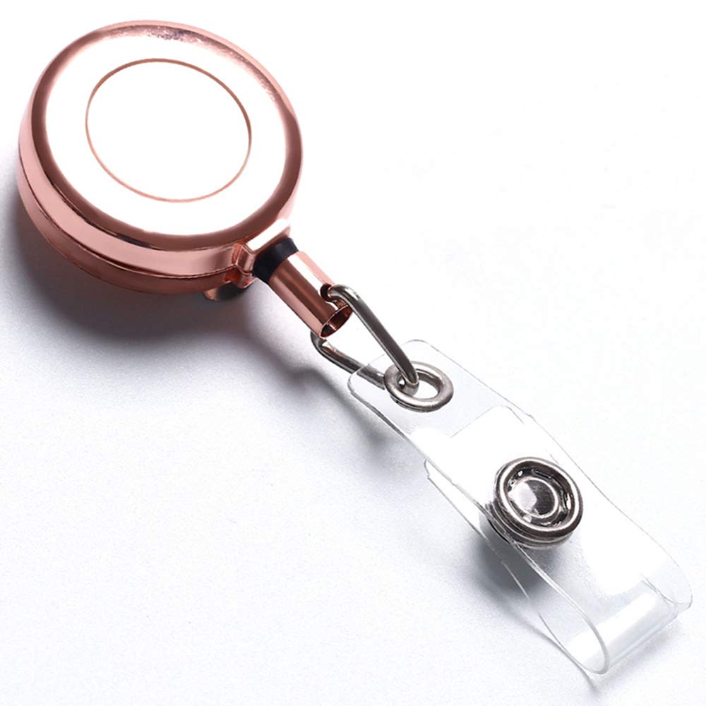 Retractable Badge Reel Clips Holder for Hanging ID Card Key Chain, 3 Colors Card Holder Key Reel Badge Holder Black/Silver/Rose Gold