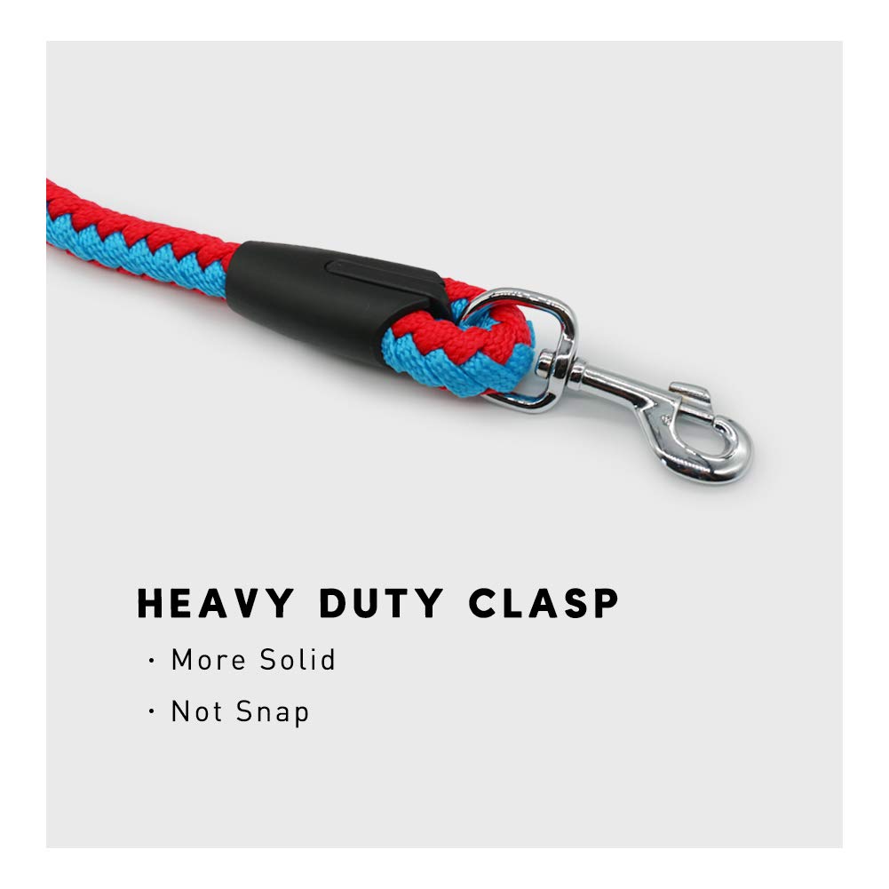 Nuheby Heavy Duty Dog Leash for Large Dog Woven Nylon Durable Round Rope Training Leash 4 Feet Long x 3/4 Inch Thick with Padded Traffic Handle for Dog Walking Lead (Red)
