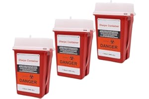 LabXcel Polypropylene 1 Quart Sharps Container with Cap – Needle & Syringe Disposal for Home & Professional Use, Free Standing, Translucent Sliding Lid, PVC-Free Medical Waste Bin – Red, 3 Count