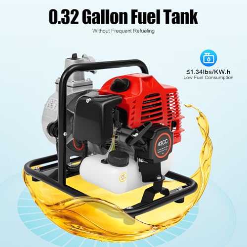 Gas Water Pump 1 Inch 2 Stroke 43CC 1.7HP Gasoline Engine High photo 11