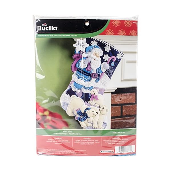 Bucilla 18-Inch Christmas Stocking Felt Applique Kit, Arctic Santa