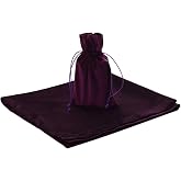 BLESSUME Wizard Velvet Tarot Table Cloth and Pouch Blue Square Divination Tarot Cloth Purple