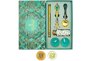 Ioggtser Letter Wax Seal Stamp Set - Alphabet M With Copper Head, Iron Handle, 60 Wax Seal Beads, Wooden Melting Spoon, 2 Can