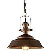 fansimone 14.2 Inch Farmhouse Pendant Light for Kitchen Island, Bronze Rustic Hanging Ceiling Light with Hand-Painted Finish,
