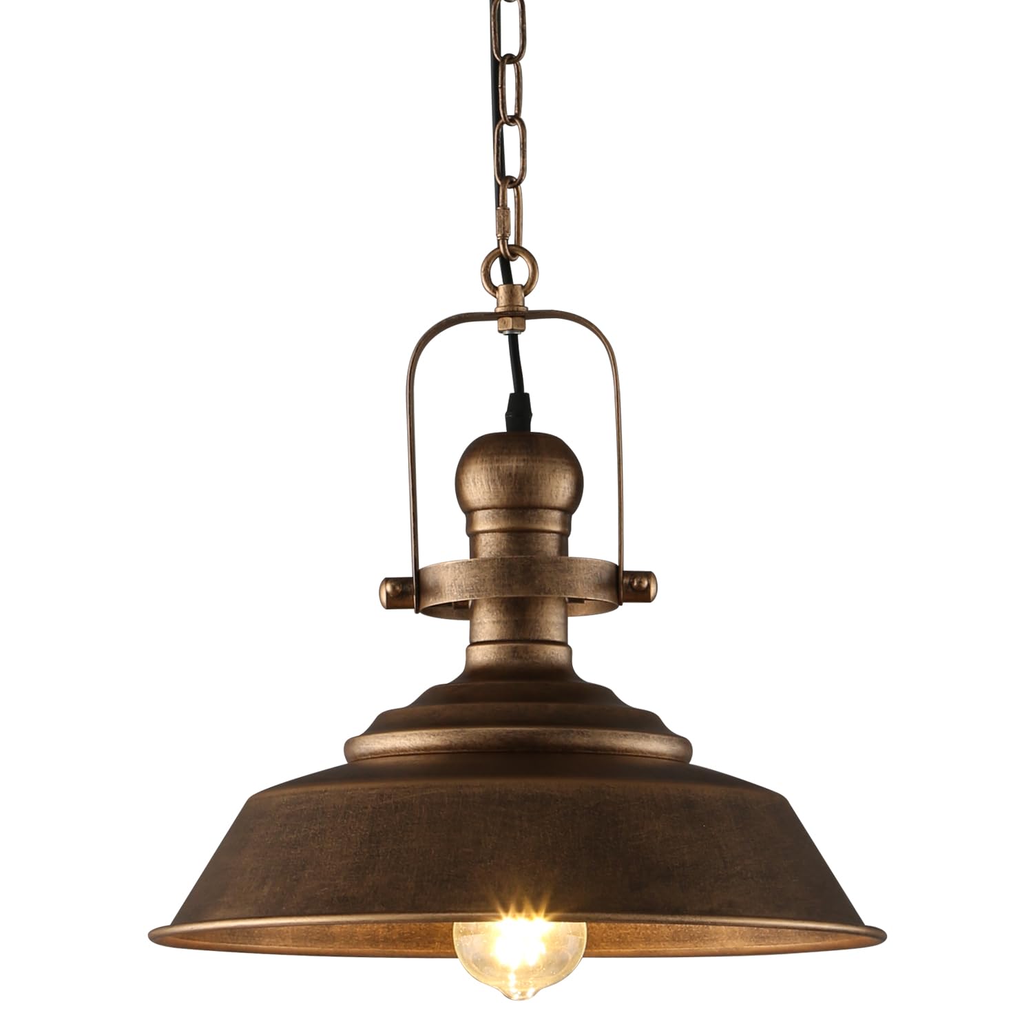 Photo 1 of fansimone 14.2 Inch Farmhouse Pendant Light for Kitchen Island, Bronze Rustic Hanging Ceiling Light with Hand-Painted Finish, Industrial Modern Bar Lighting, Dome Pendants for Dining Room