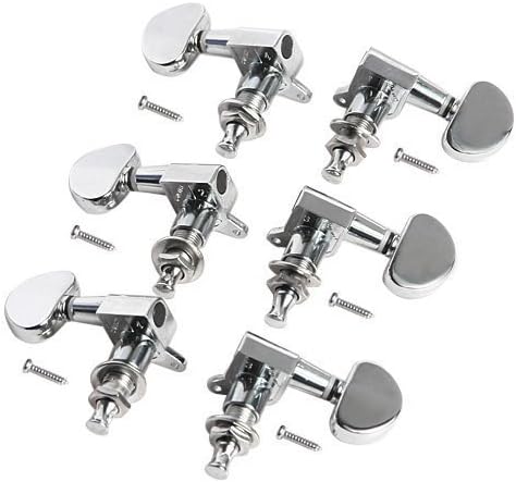 AIRSUNNY Chrome-Tuning-Peg-Round-3L3R 6 Pieces 3L3R Acoustic Guitar Tuning Pegs Machine Head Tuners Chrome Guitar Parts