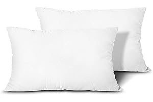 EDOW Throw Pillow Inserts, Set of 2 Lightweight Down Alternative Polyester Pillow, Couch Cushion, Sham Stuffer, Machine Washable. (White, 12x20)
