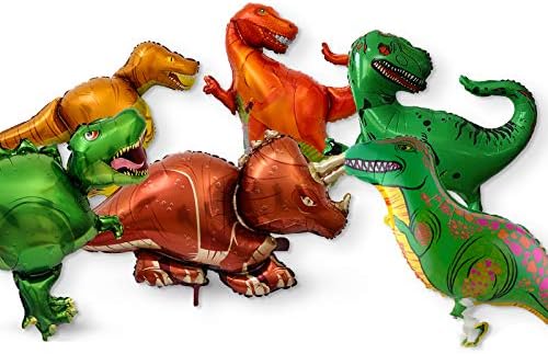 Pack of 6 Dinosaur Foil Balloons Animal Balloon Kids Birthday Party Baby Shower Birthday Decorations in TJ PARTY HOUSE(colorful)