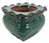 Scallop Square Self Watering Glazed Ceramic Pot - Forest Green - 5.3