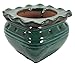 Scallop Square Self Watering Glazed Ceramic Pot - Forest Green - 5.3"
