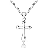 ALEXCRAFT Gold Cross Necklace for Men,14K Gold Plated Cross Pendant Necklace Cuban Chain Stainless Steel Cross Necklace Faith Cross Jewelry Gift Minimalist Trendy Pendant Necklaces