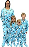 PajamaMania Footed Family Matching Blue Fleece Penguin Pajamas