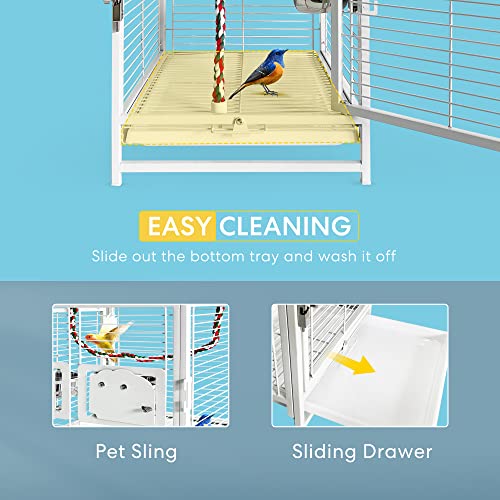 VIVOHOME 19 Inch Wrought Iron Bird Travel Carrier Cage for Parrots