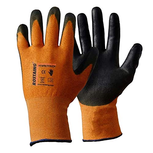 Rostaing FIT4PRO Touch Cut Resistant Touch Screen Antistatic Gloves - Orange, 9/ L