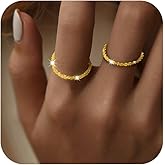 IPEPPY Stackable 925 Sterling Silver Rings for Women Dainty 14K Gold Plated Ring Fashion Simple Thin Sparkling Bling Finger Statement Line Ring for Birthday Graduation Jewelry Gifts for Her