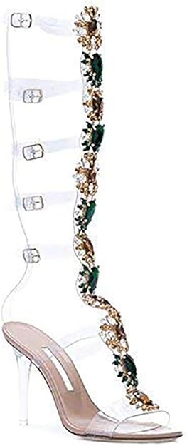 rhinestone knee high gladiator sandals