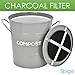 Spigo Indoor Kitchen Compost BIN, Great for Food Scraps, Includes Charcoal Filter for Odor Absorbing, Removable Clean Plastic Bucket, Handles, Durable Stainless Retro Design, 1 Gallon, Grey