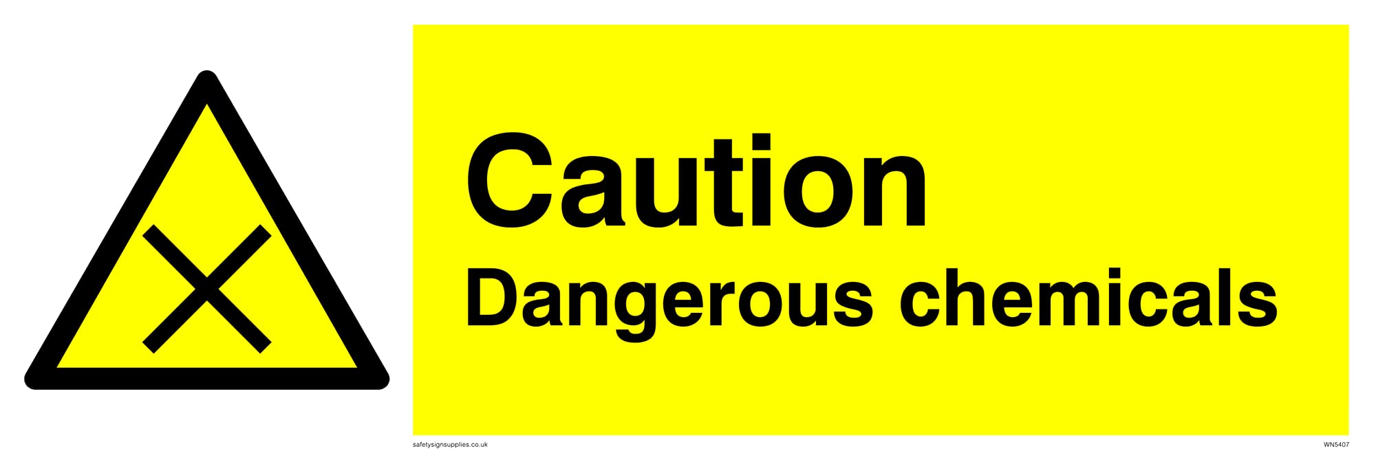 Pack of five - Caution Dangerous Chemicals Sign - 300x100mm - L31