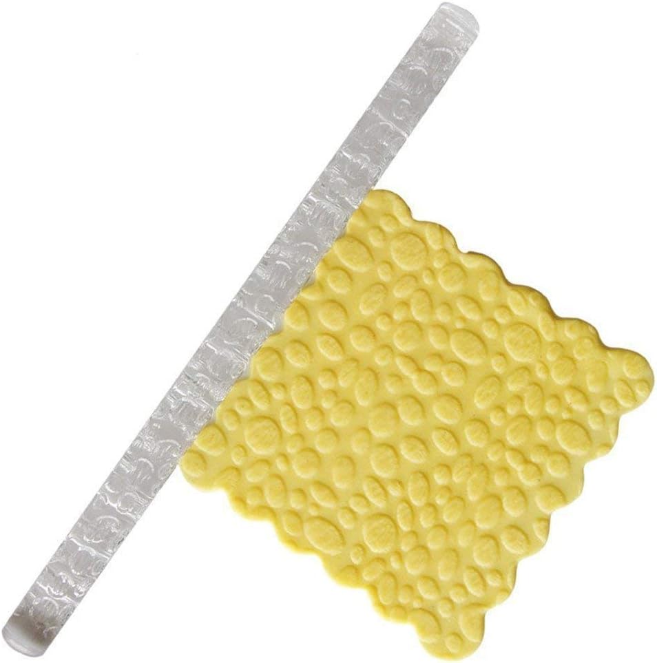 EUTUOPU Transparent Acrylic Embossing Dough Rolling Pin, Non-Stick Embossing Baking Stick, Roller for Sugar Fondant Cupcake Cake Sugar Paste Roller Decoration Pastry Craft Tool (Dot Shaped)